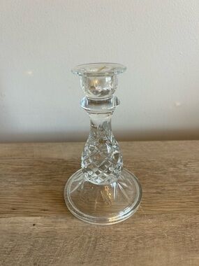 Vintage Crystal Candle Holder By Home Interiors & Gifts "Cambridge"  6" Cottage